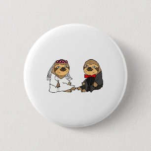 Smiletodaytees Funny Sloth Braut und Groom Wedding Button