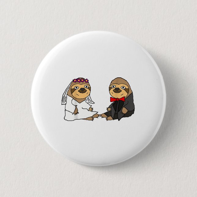 Smiletodaytees Funny Sloth Braut und Groom Wedding Button (Vorderseite)