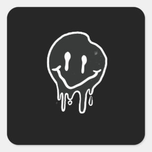 Smiley Black Quadratischer Aufkleber