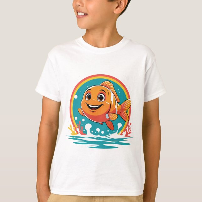 Smiley Cartoon Clownfish – Fun Ocean Vibes Tee (Vorderseite)