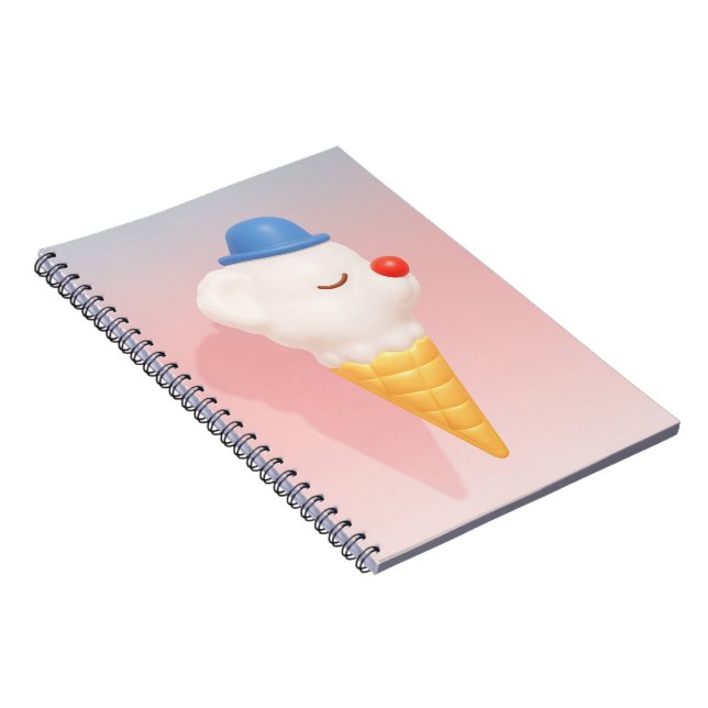 Smiley Cone: 3D Cute Dog Ice Cream Character Art Notizblock (Rechte Seite)