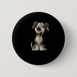 Smiley Dog (schwarzer Hintergrund) Aufkleber Button