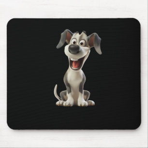 Smiley Dog (schwarzer Hintergrund) Aufkleber Mousepad