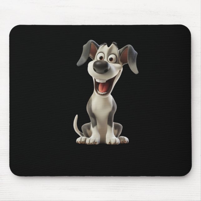 Smiley Dog (schwarzer Hintergrund) Aufkleber Mousepad (Vorne)