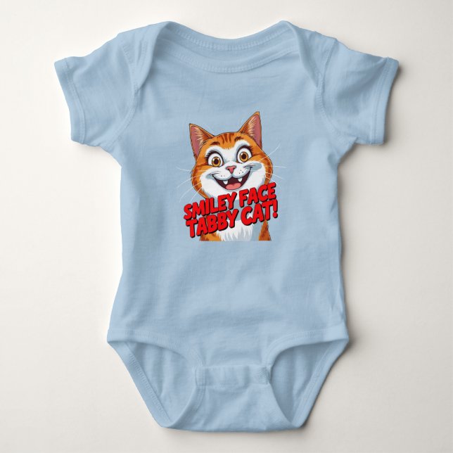 Smiley Face Tabby Cat!!! Baby BodySuit Strampler (Vorderseite)