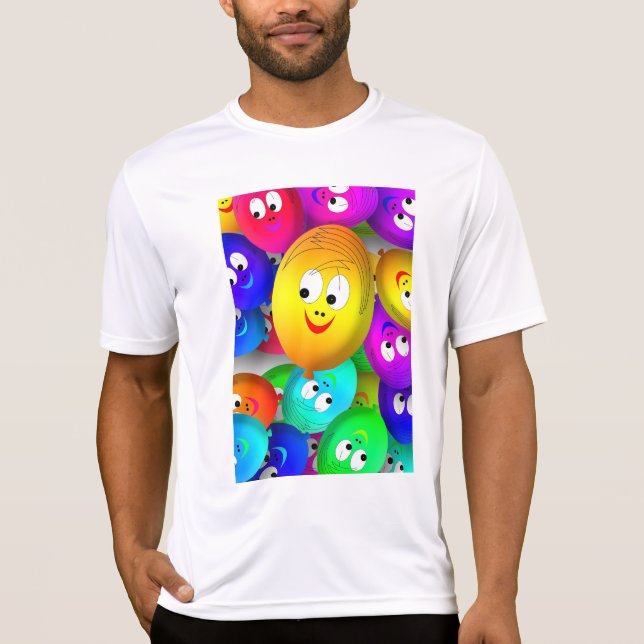 Smiley Faces Balloons Pattern-64171 T-Shirt (Vorderseite)