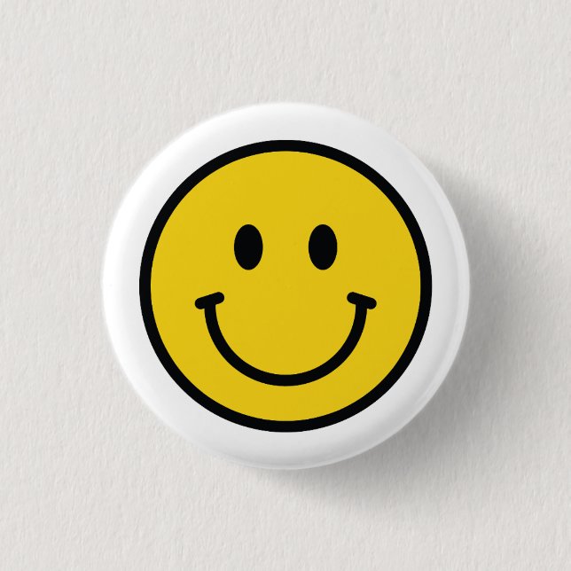 Smiley-Gesicht-Abzeichen, Button. Lustiges Abzeich Button (Vorderseite)