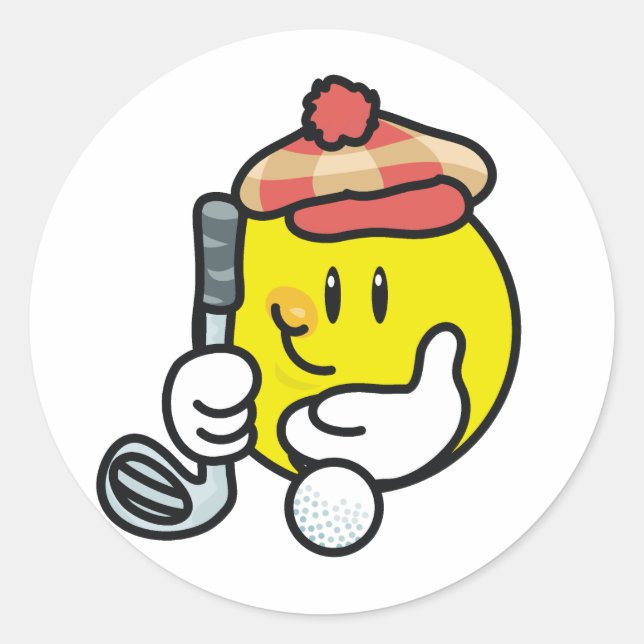 Smiley Golf T - Shirt und Geschenke Runder Aufkleber (Vorderseite)