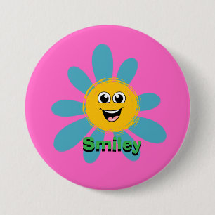 Smiley Happy Blume auf Knopfdruck Button