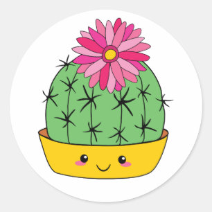 Smiley Kawaii Cartoon Cactus Sticker