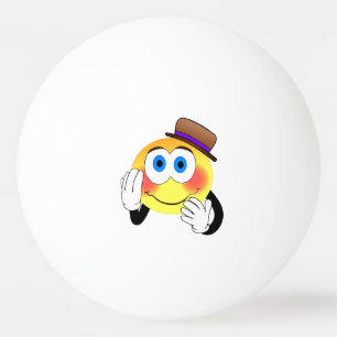 Smiley mit Hut-Cartoon Tischtennisball