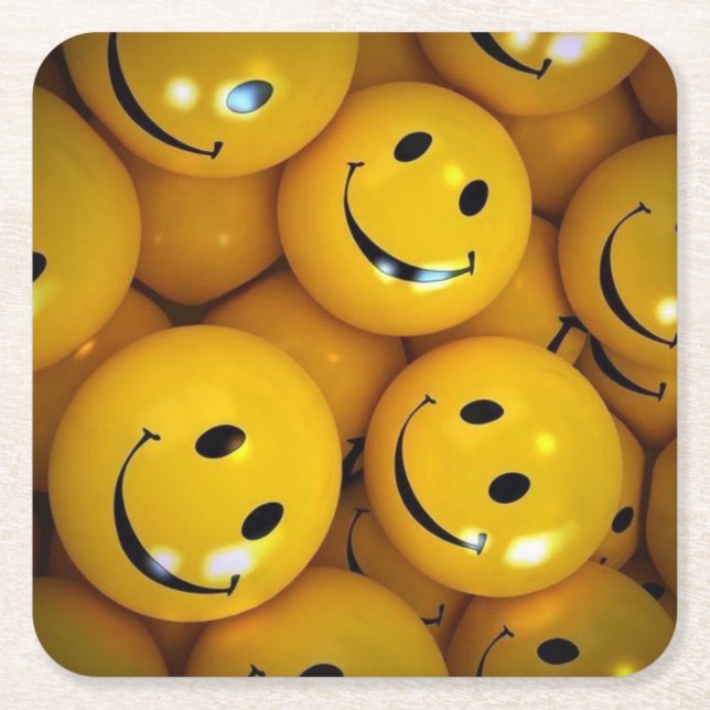 Smiley Rechteckiger Pappuntersetzer (Vorderseite)