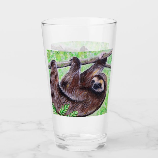 Smiley Sloth Painting Glas (Vorderseite)