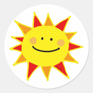 Smiley Sun Runder Aufkleber