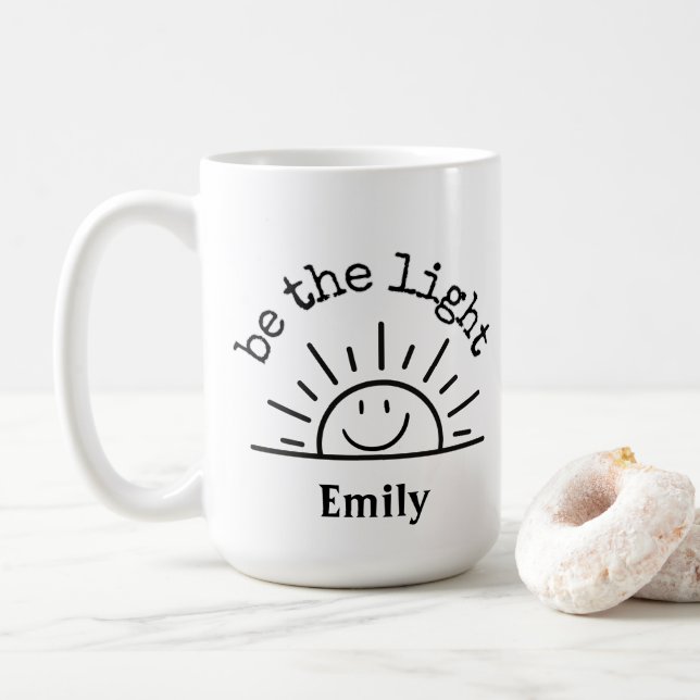 SMILEY SUNSHINE PERSONALISIERTE MUG KAFFEETASSE (Mit Donut)