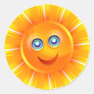 Smiley Sunshine Runder Aufkleber