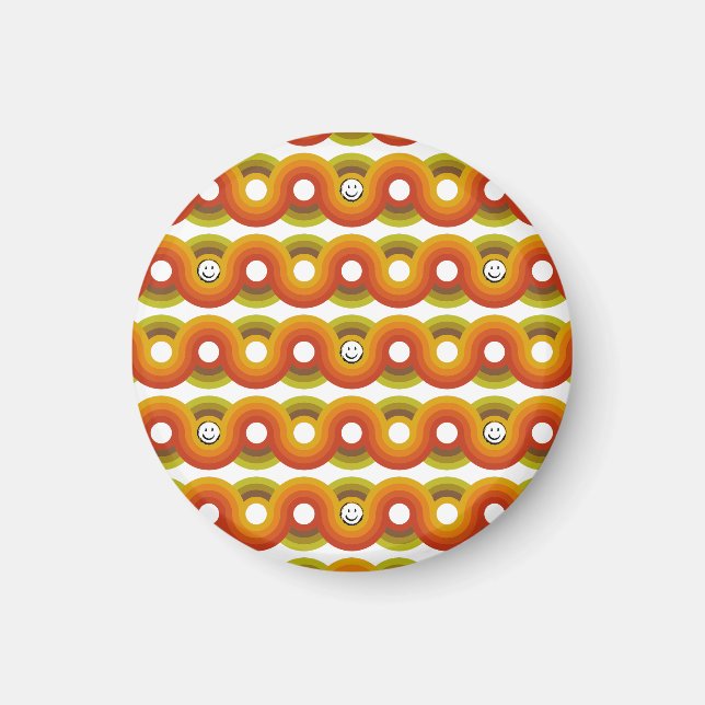 Smiley Vintage Retro Muster Nr. 02 Magnet (Vorne)