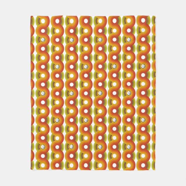 Smiley Vintage Retro Pattern No. 02 Fleecedecke (Vorderseite)