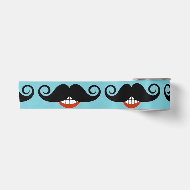 Smilie Mustache Satinband (Vorderseite)