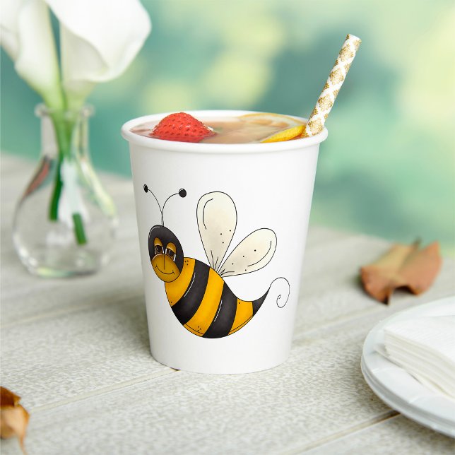 Smiling Bee Fun Bumblebee Character Pappbecher (Von Creator hochgeladen)