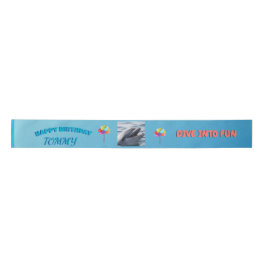 Smiling Dolphin Birthday Satinband