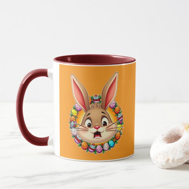 Smiling Easter Bunny – Floral Frame caneca Tasse (Mit Donut)
