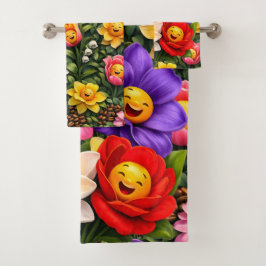 smiling floral garden washcloth description add a badhandtuch set