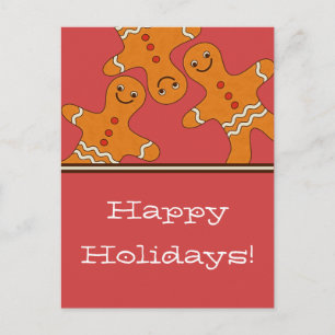 Smiling Gingerbread Men Christmas Postcard Feiertagspostkarte