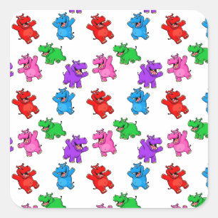Smiling Hippo Collection Quadratischer Aufkleber