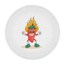 Smiling Jalapeño Cartoon Illustration Charakter Schneidebrett