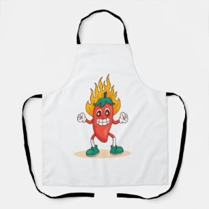 Smiling Jalapeño Cartoon Illustration Charakter Schürze