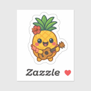 Smiling Kawaii Ananas - tropisch Aufkleber