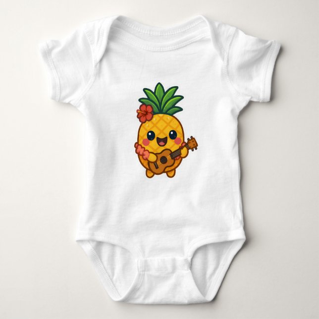Smiling Kawaii Ananas - tropisch Baby Strampler (Vorderseite)