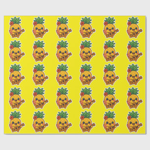 Smiling Kawaii Ananas - tropisch Geschenkpapier