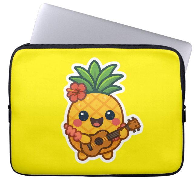 Smiling Kawaii Ananas - tropisch Laptopschutzhülle (Vorderseite)