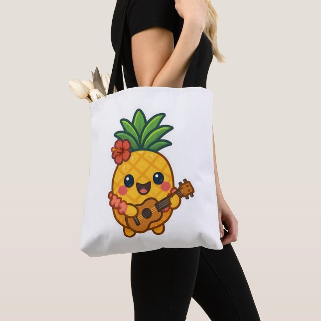 Smiling Kawaii Ananas - tropisch Tasche (Von Nahem)