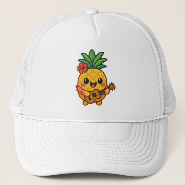 Smiling Kawaii Ananas - tropisch Truckerkappe (Vorderseite)