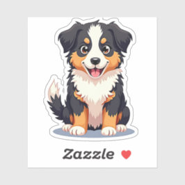 Smiling Kawaii Aussie Shepherd Puppy Sticker