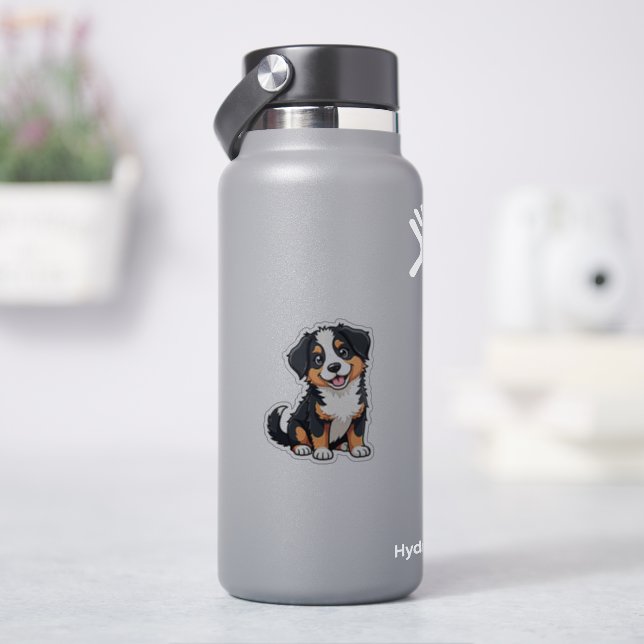 Smiling Kawaii Aussie Shepherd Puppy Sticker (HydroFlask)