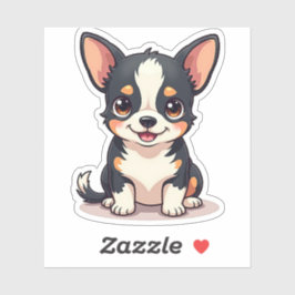 Smiling Kawaii Chihuahua Welppy Illustration Aufkleber