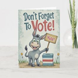 Smiling Patriotic Donkey Vote Reminder Karte