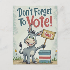 Smiling Patriotic Donkey Vote Reminder Postkarte