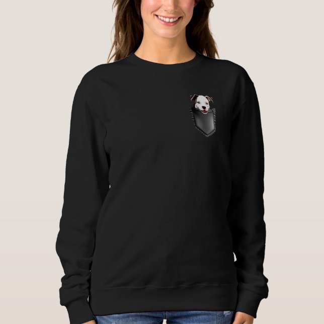 Smiling Pitbull In Pocket Friend Dog Lovers Pocket Sweatshirt (Vorderseite)