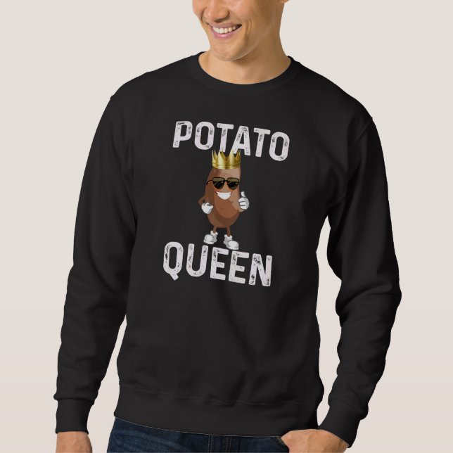 Smiling Potato In Sunglusses Cute Potato Queen Coo Sweatshirt (Vorderseite)