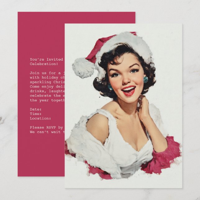 Smiling Retro Christmas Pin-Up Feiertagskarte (Vorne/Hinten)