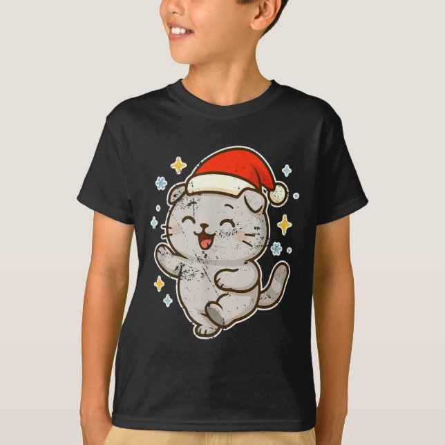 Smiling Santa Cat Holiday Cheer  T-Shirt (Vorderseite)