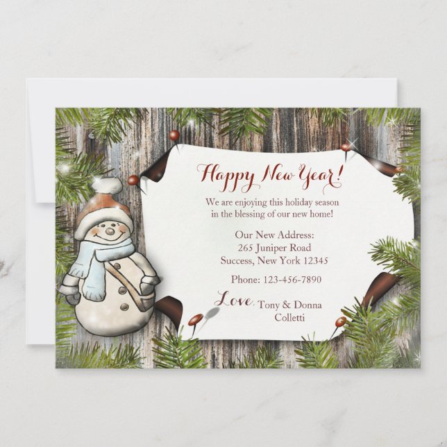 Smiling Snowman Holiday Moving Faire-part (Devant)