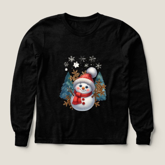 Smiling Snowman with Pom Pom Hat – Christmas Illus (Design Vorderseite)