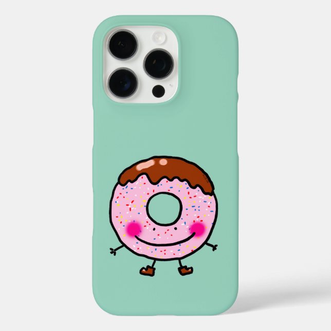 Smiling Sprinkle Donut Character Art iPhone 16 Pro Hülle (Rückseite)