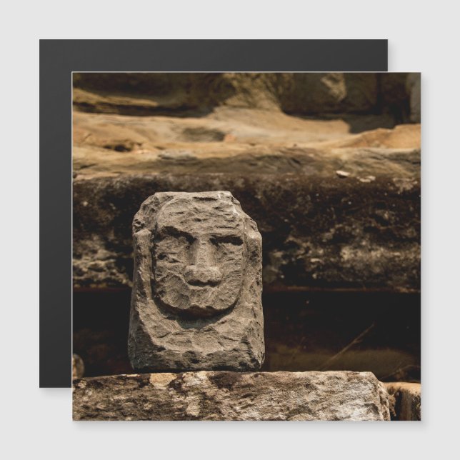 Smiling Stone Totem Cambodia Magnet Card (Vorne/Hinten)